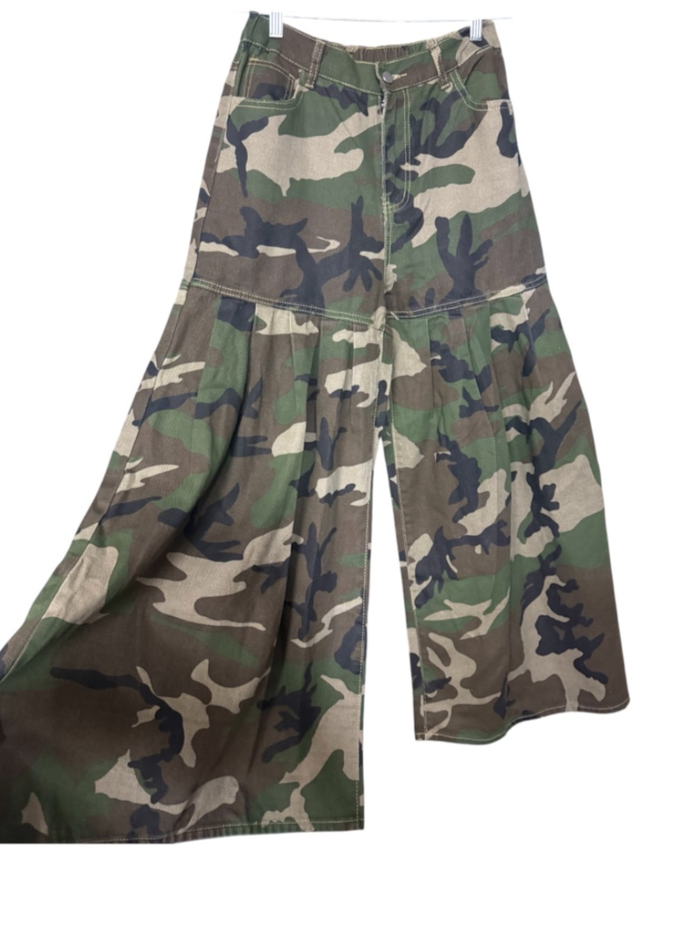 Camouflage Pleated Palazzo Pants / Wide Leg Denim XL - Picture 4 of 5